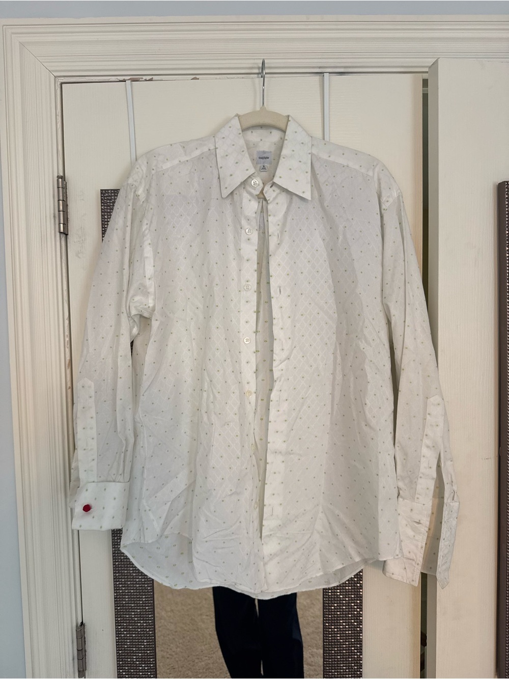 Craig Taylor White Dress Shirt with Subtle Dot Pattern